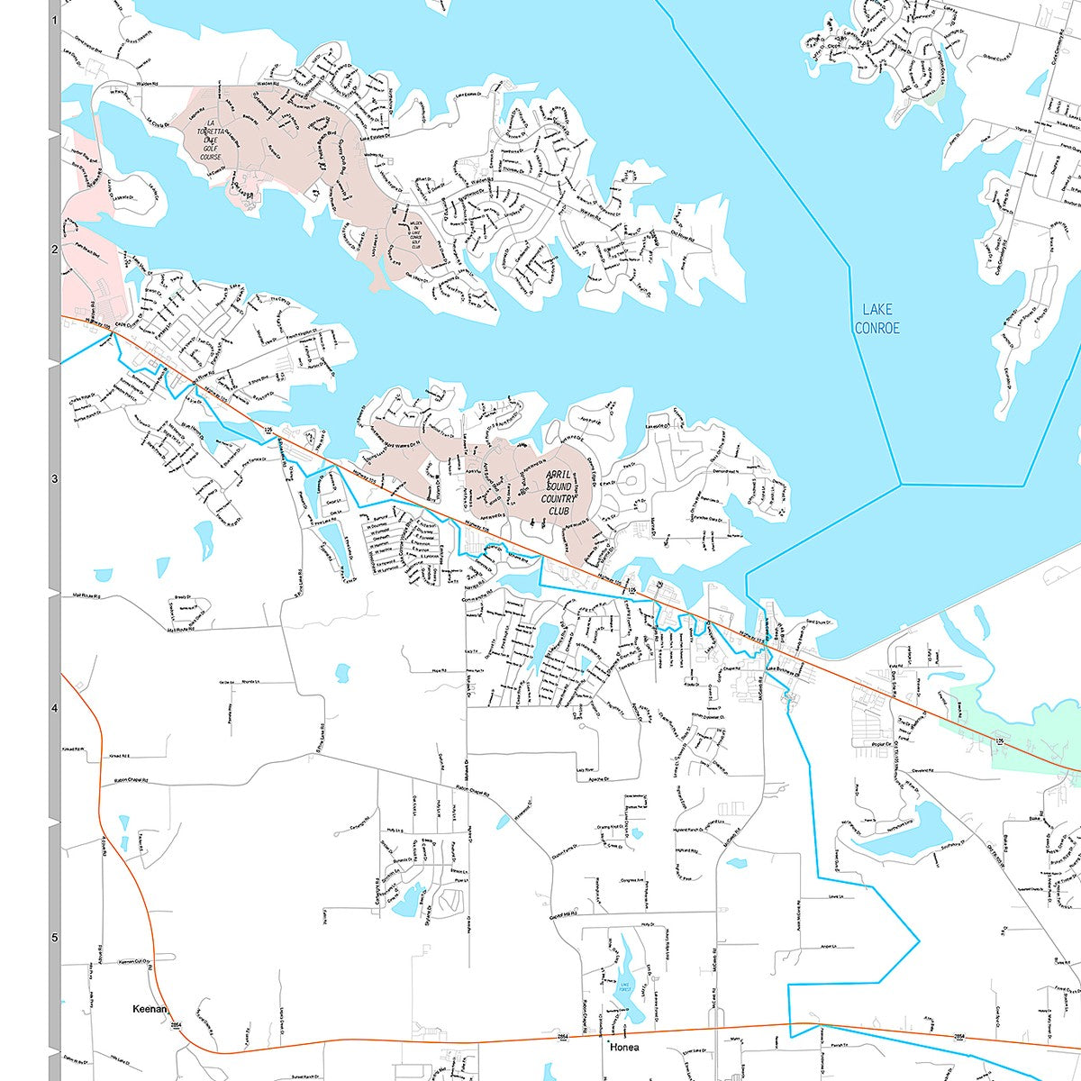 Premium Style Wall Map of Conroe, TX
