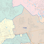 Colorcast Zip Code Style Wall Map of Conroe, TX