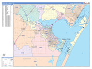 Colorcast Zip Code Style Wall Map of Corpus Christi, TX