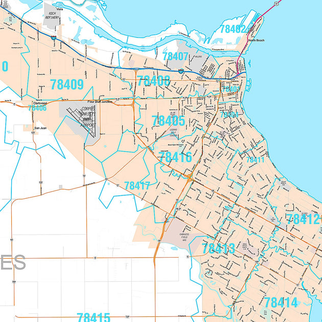 Premium Style Wall Map of Corpus Christi by Market Maps – Texas Map Store