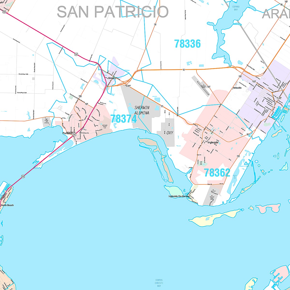 Premium Style Wall Map of Corpus Christi by Market Maps