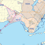 Colorcast Zip Code Style Wall Map of Corpus Christi, TX