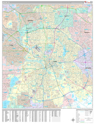 Premium Style Wall Map of Dallas, TX