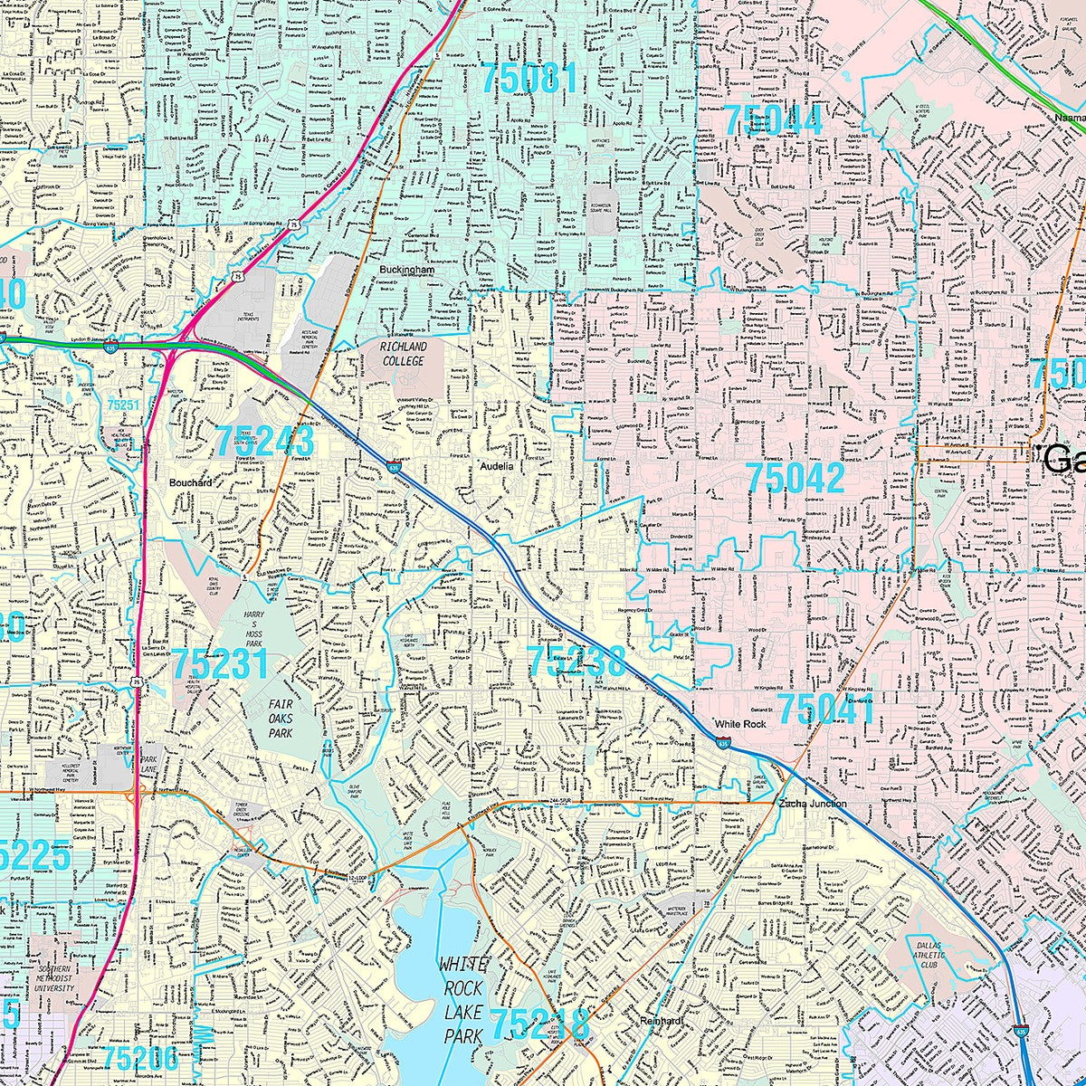 Premium Style Wall Map of Dallas, TX