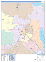 Colorcast Zip Code Style Wall Map of Denton, TX