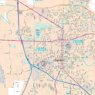 Premium Style Wall Map of Denton, TX