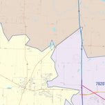 Colorcast Zip Code Style Wall Map of Denton, TX