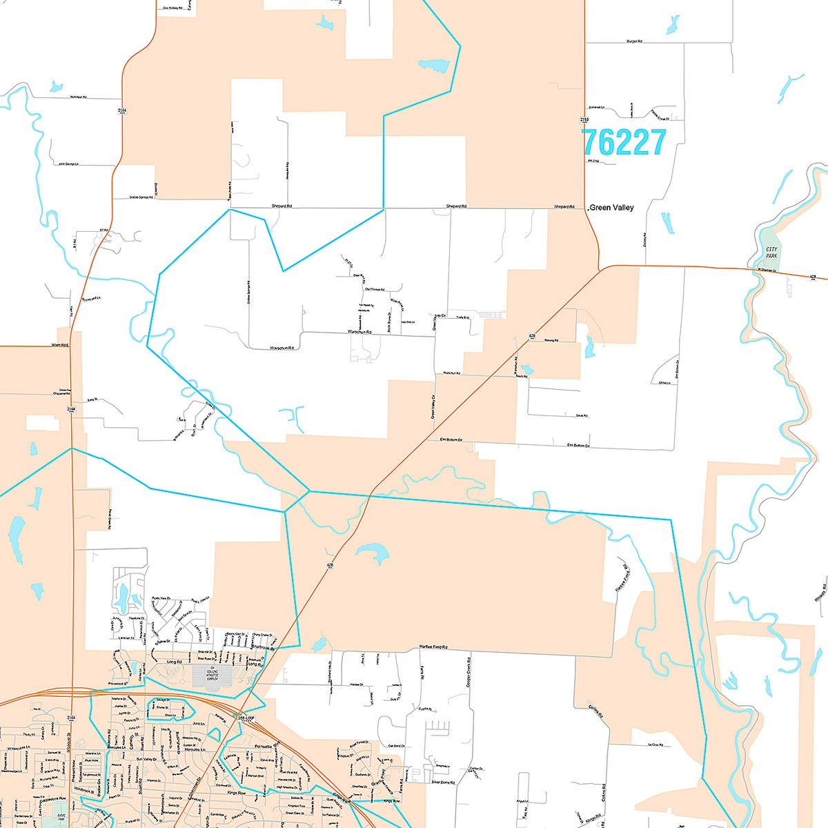 Premium Style Wall Map of Denton, TX