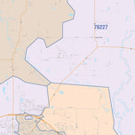Colorcast Zip Code Style Wall Map of Denton, TX