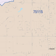Colorcast Zip Code Style Wall Map of Desoto, TX
