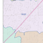 Colorcast Zip Code Style Wall Map of Desoto, TX
