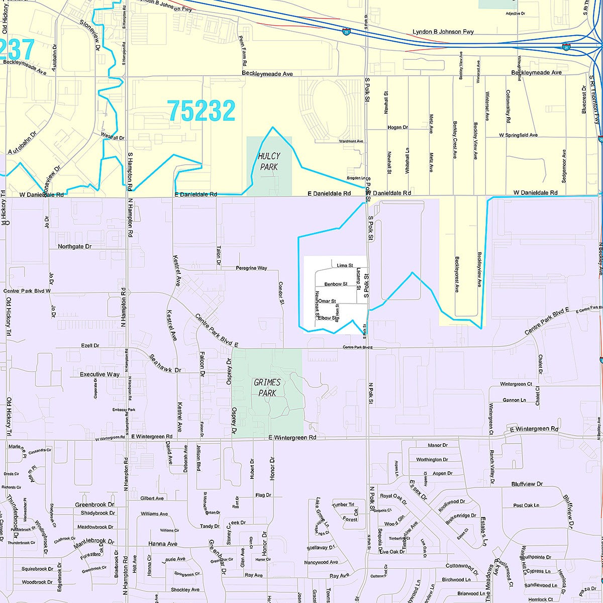 Premium Style Wall Map of DeSoto, TX