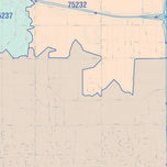Colorcast Zip Code Style Wall Map of Desoto, TX