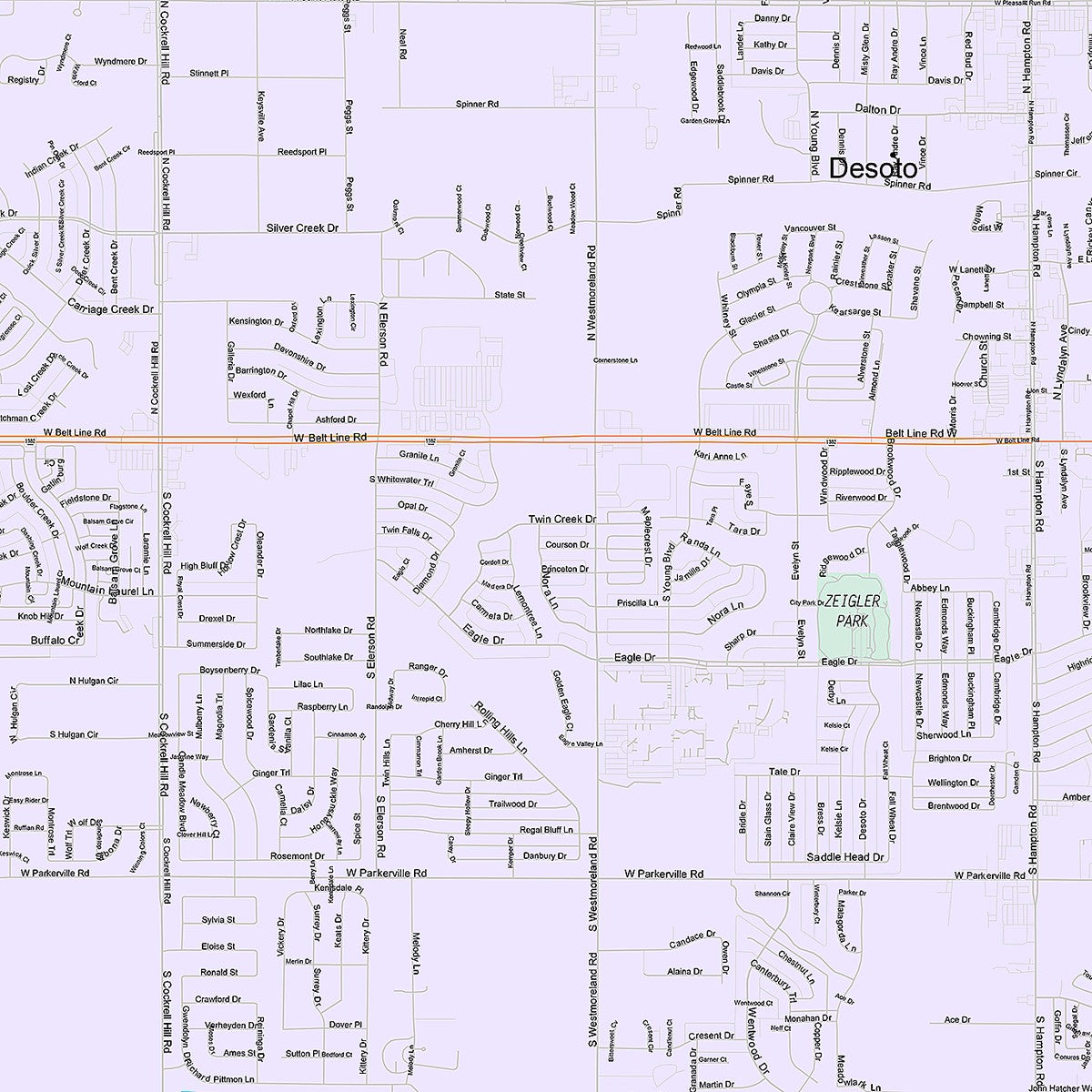 Premium Style Wall Map of DeSoto, TX