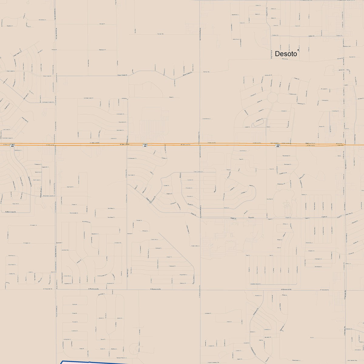 Colorcast Zip Code Style Wall Map of Desoto, TX