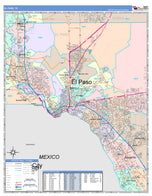 Colorcast Zip Code Style Wall Map of El Paso, TX