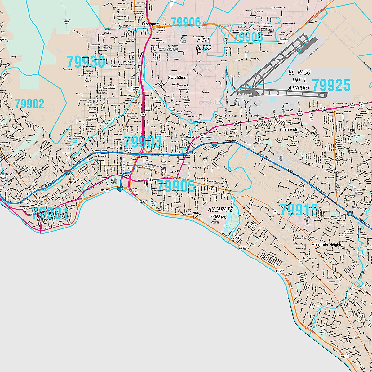 Premium Style Wall Map of El Paso by Market Maps
