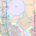 Colorcast Zip Code Style Wall Map of El Paso, TX