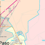Colorcast Zip Code Style Wall Map of El Paso, TX