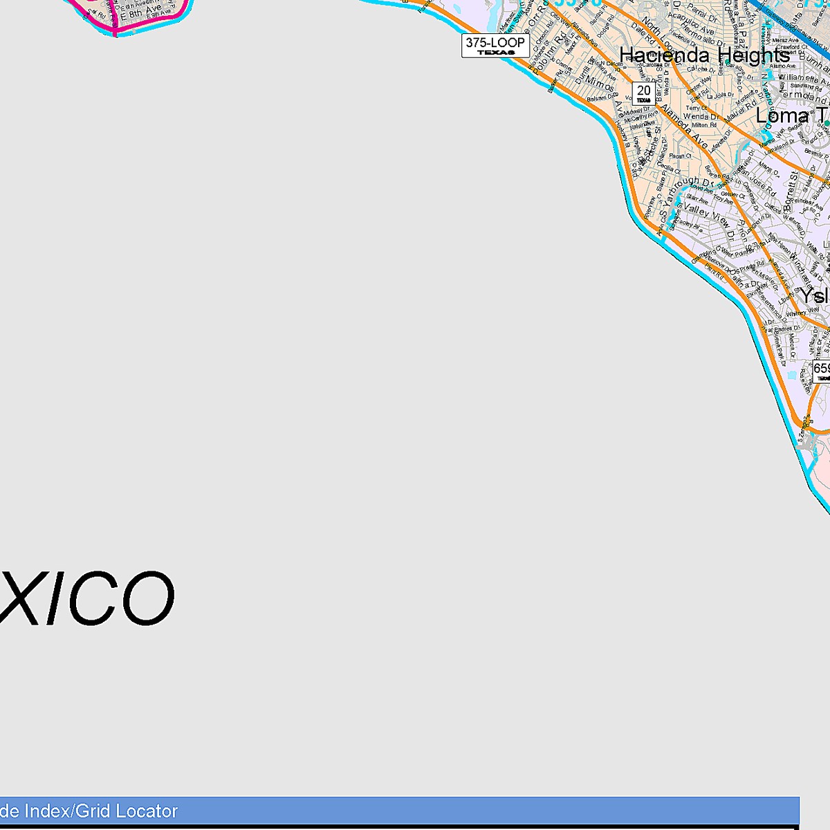 Colorcast Zip Code Style Wall Map of El Paso, TX