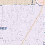 Colorcast Zip Code Style Wall Map of Euless, TX