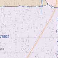 Colorcast Zip Code Style Wall Map of Euless, TX