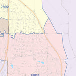 Colorcast Zip Code Style Wall Map of Euless, TX