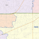 Colorcast Zip Code Style Wall Map of Euless, TX
