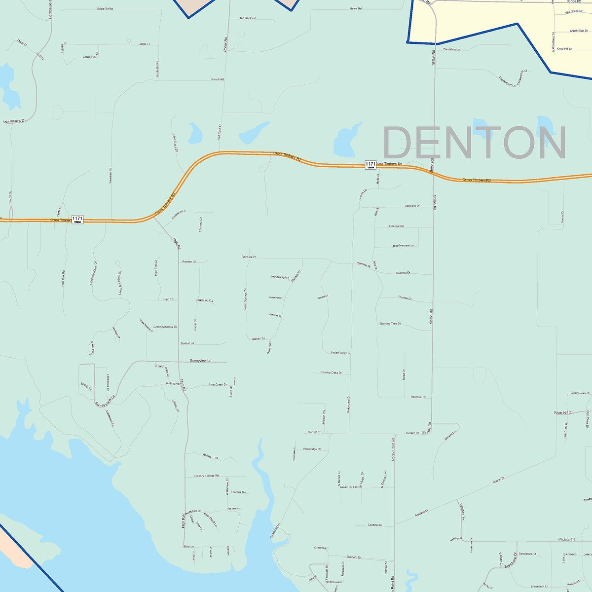 Colorcast Zip Code Style Wall Map of Flower Mound, TX