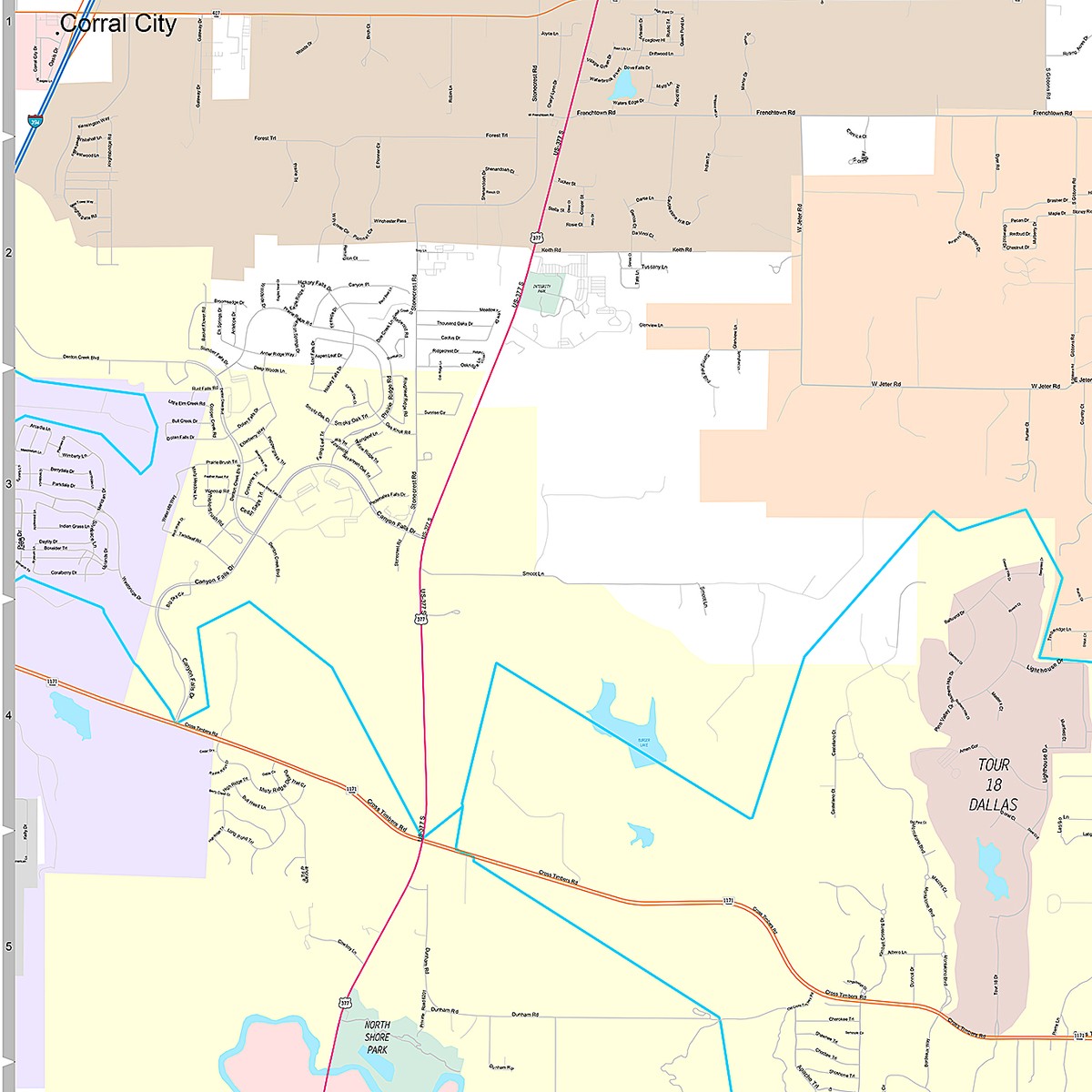 Premium Style Wall Map of Flower Mound, TX