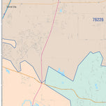 Colorcast Zip Code Style Wall Map of Flower Mound, TX