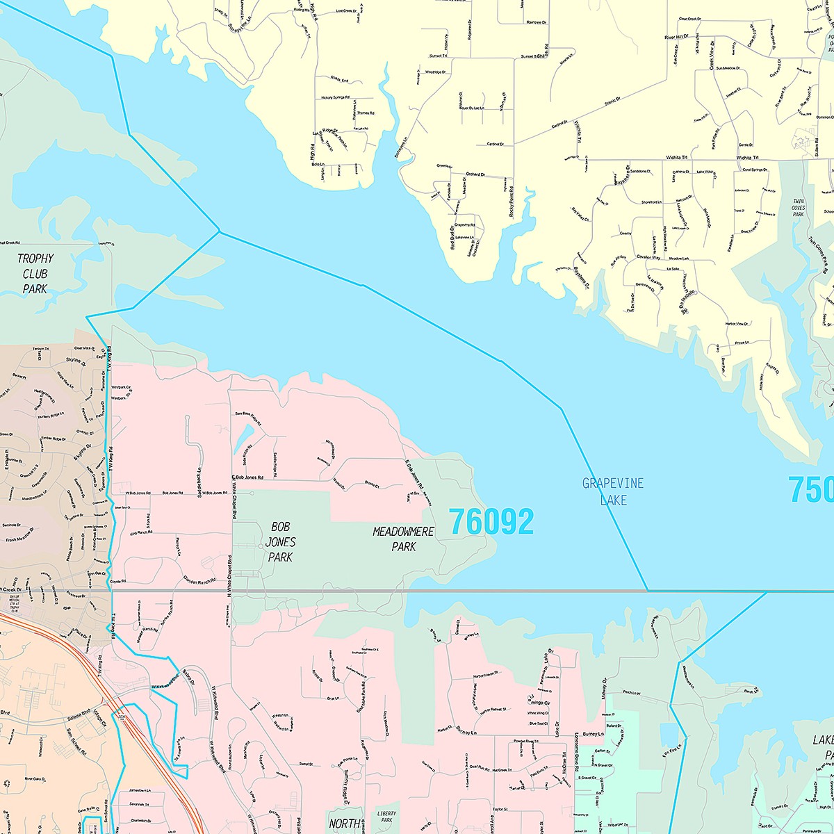 Premium Style Wall Map of Flower Mound, TX