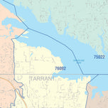 Colorcast Zip Code Style Wall Map of Flower Mound, TX