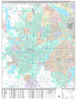 Premium Style Wall Map of Fort Worth, TX