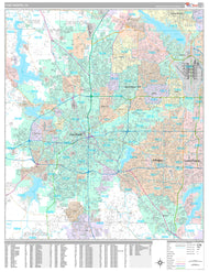 Premium Style Wall Map of Fort Worth, TX