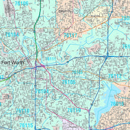 Premium Style Wall Map of Fort Worth, TX