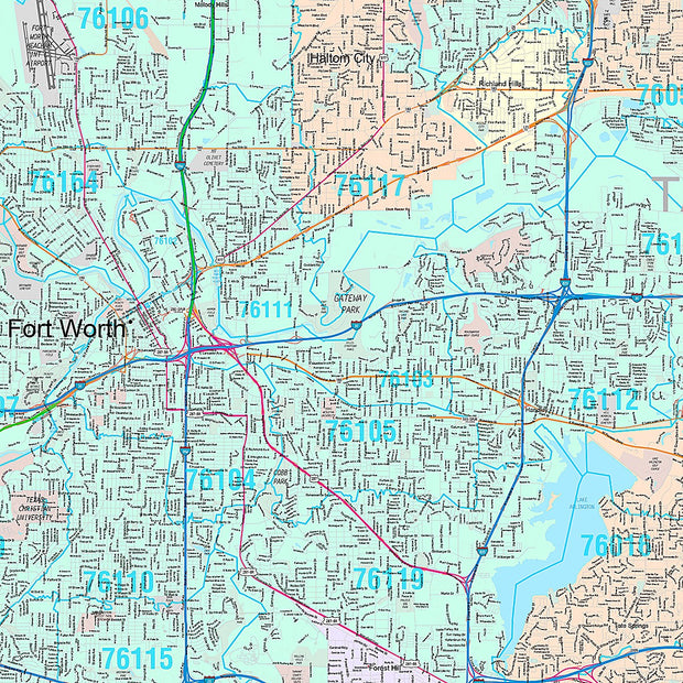 Premium Style Wall Map of Fort Worth, TX – Texas Map Store