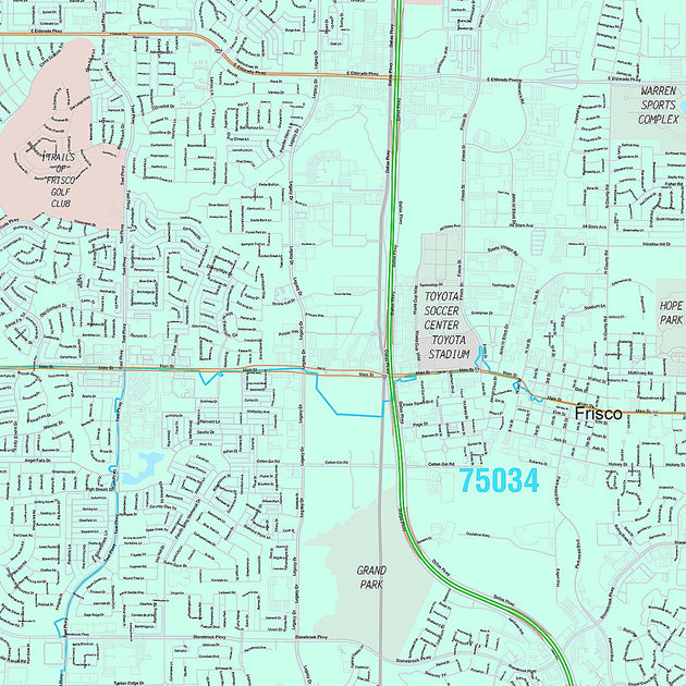 Premium Style Wall Map of Frisco, TX – Texas Map Store