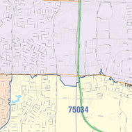Colorcast Zip Code Style Wall Map of Frisco, TX