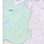 Colorcast Zip Code Style Wall Map of Frisco, TX