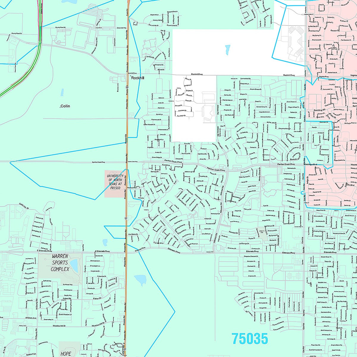 Premium Style Wall Map of Frisco, TX