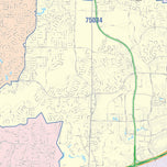 Colorcast Zip Code Style Wall Map of Frisco, TX