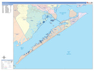 Colorcast Zip Code Style Wall Map of Galveston, TX
