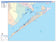 Colorcast Zip Code Style Wall Map of Galveston, TX