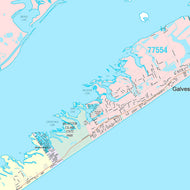 Premium Style Wall Map of Galveston, TX