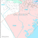 Premium Style Wall Map of Galveston, TX