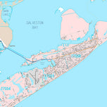 Premium Style Wall Map of Galveston, TX