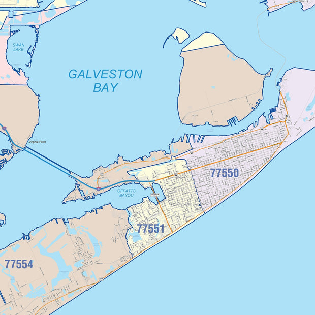 Galveston Wall Maps – Texas Map Store