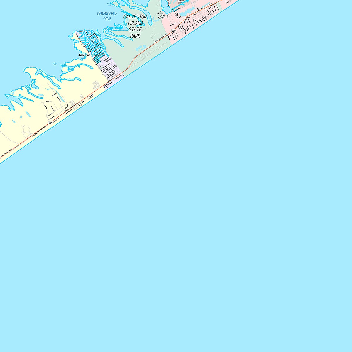 Premium Style Wall Map of Galveston, TX