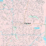 Premium Style Wall Map of Garland, TX